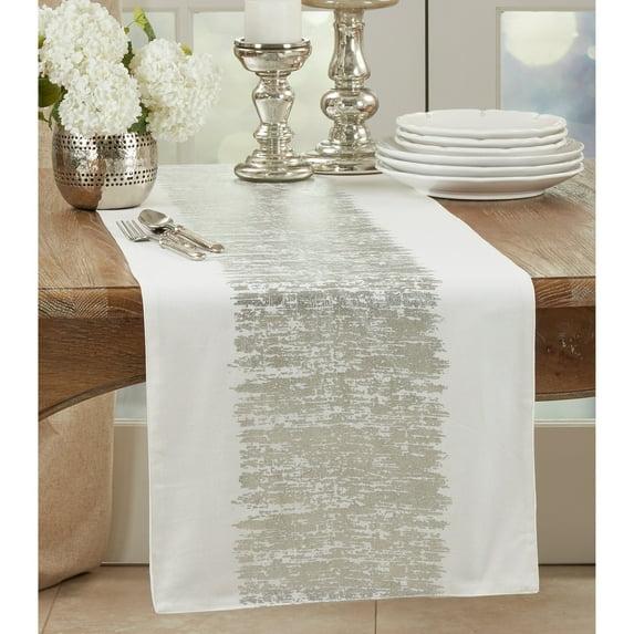 Saro Lifestyle Metallic Banded Design Runner, Silver, 16" x 72"