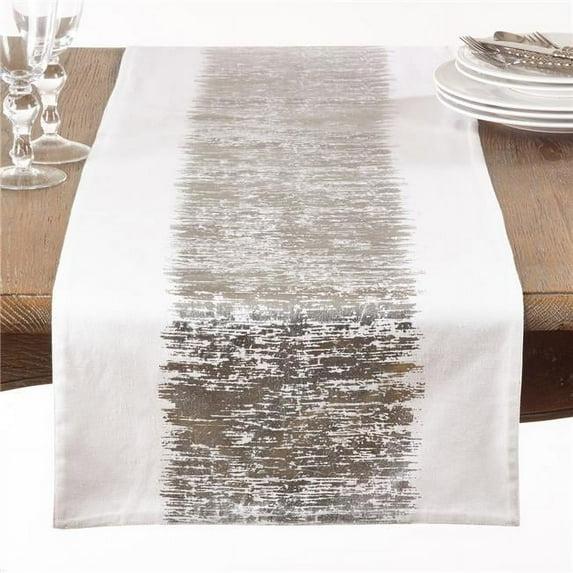 Saro Lifestyle Metallic Banded Design Runner, Silver, 16" x 90"