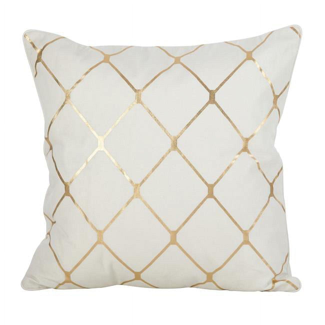 Down Filled Metallic Diamond Design Throw Pillow - Saro Lifestyle