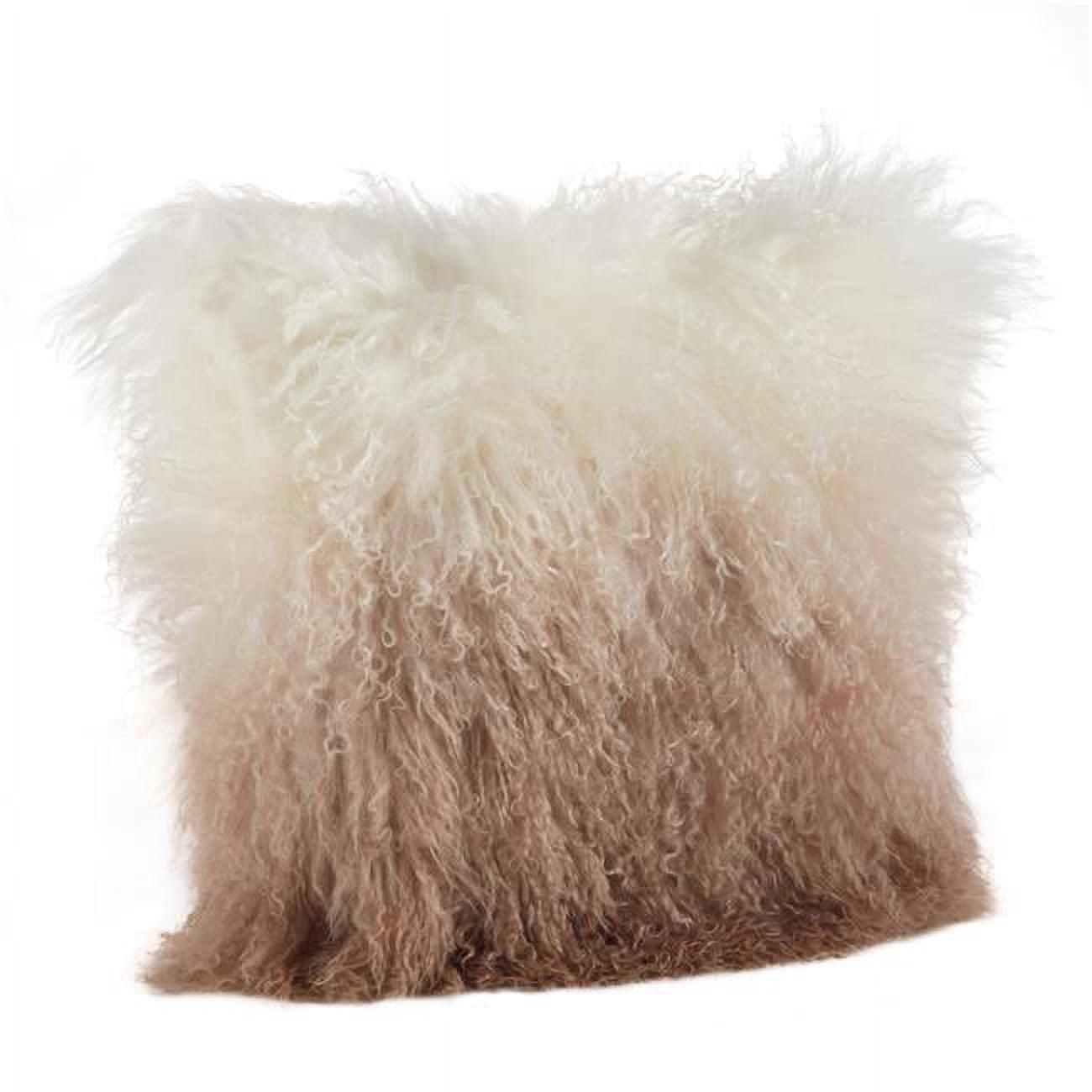 Saro Lifestyle Mongolian Collection Mongolian Lamb Fur Wool Throw Pillow, Poly Filled