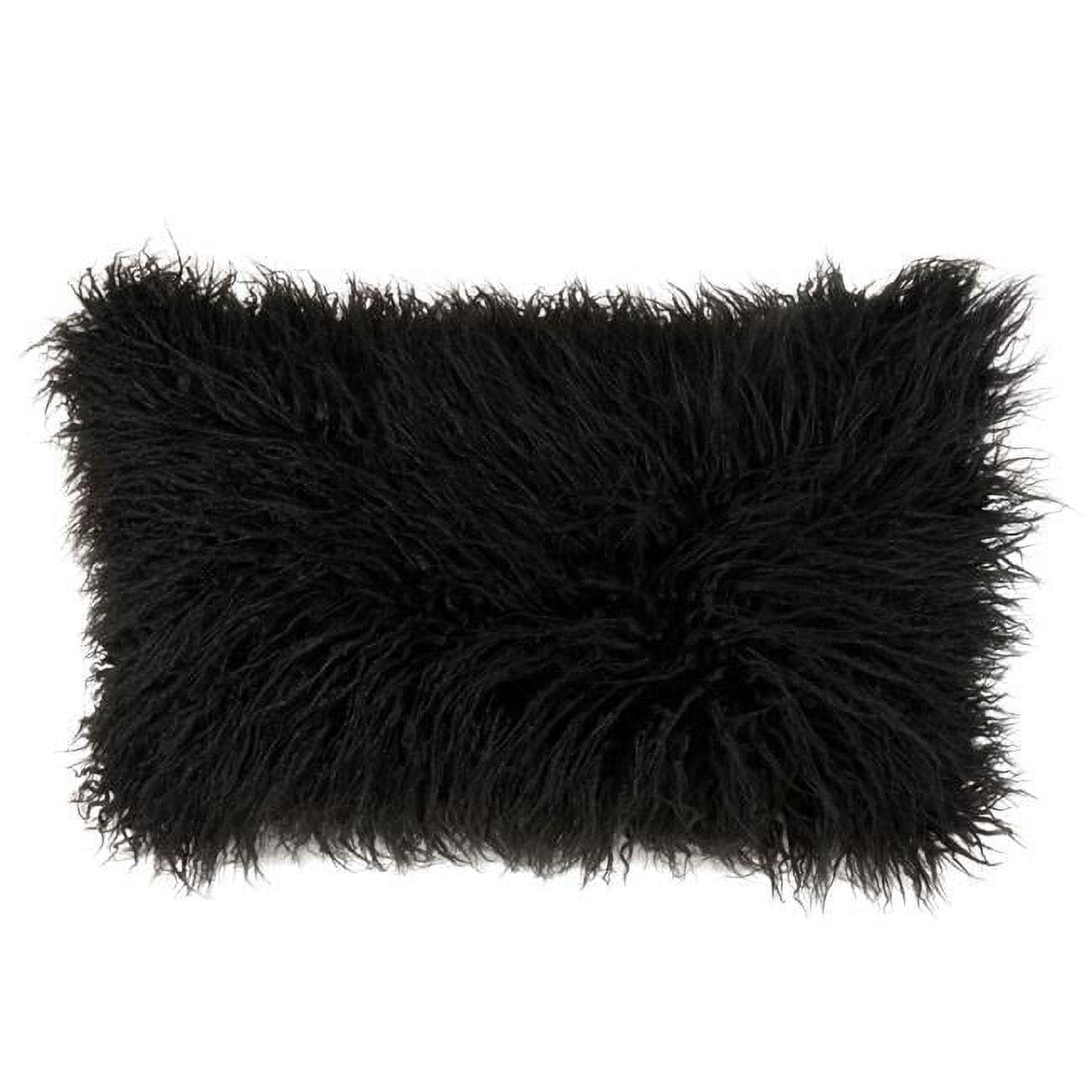 Poly Filled Faux Mongolian Fur Throw Pillow - Saro Lifestyle