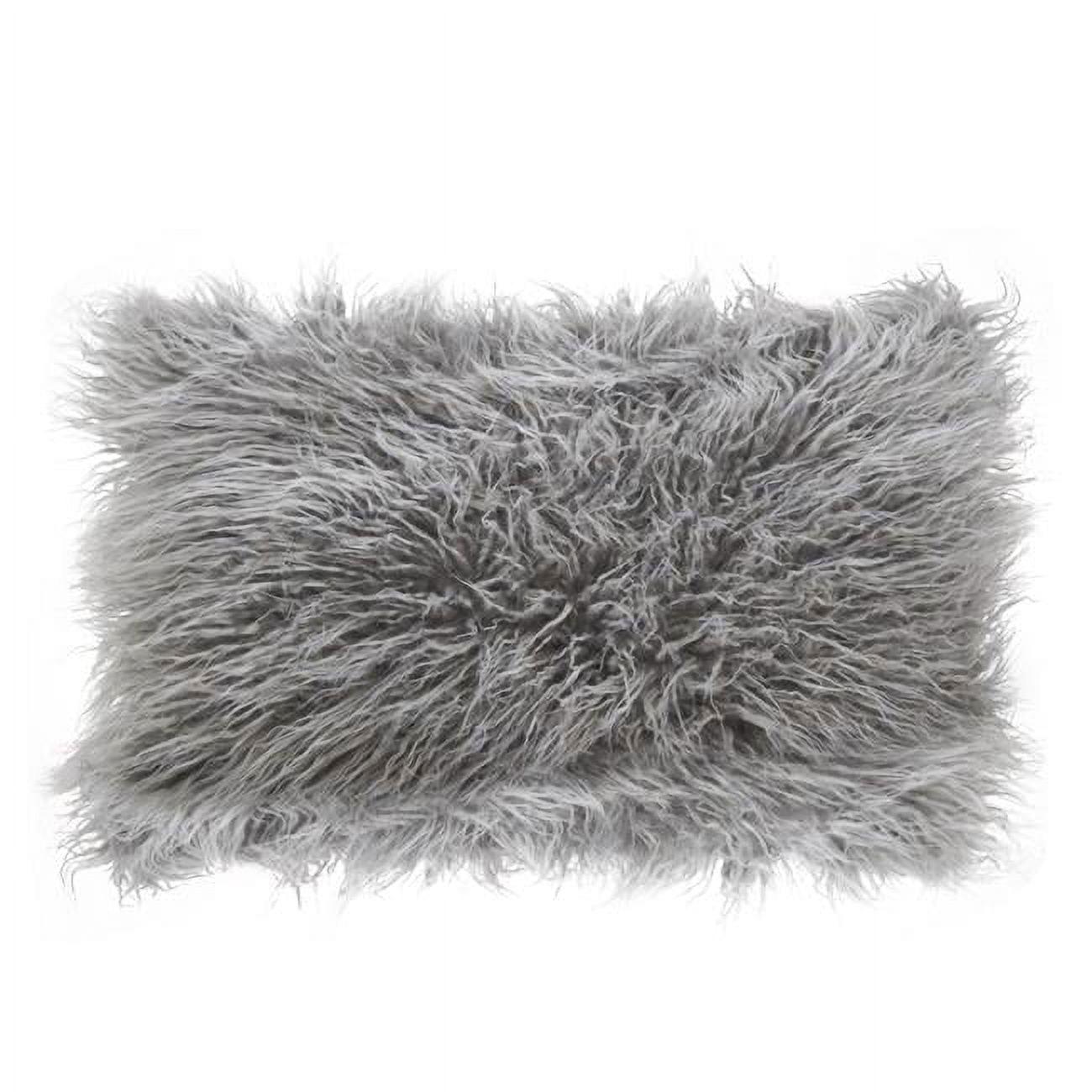 Poly Filled Faux Mongolian Fur Throw Pillow - Saro Lifestyle