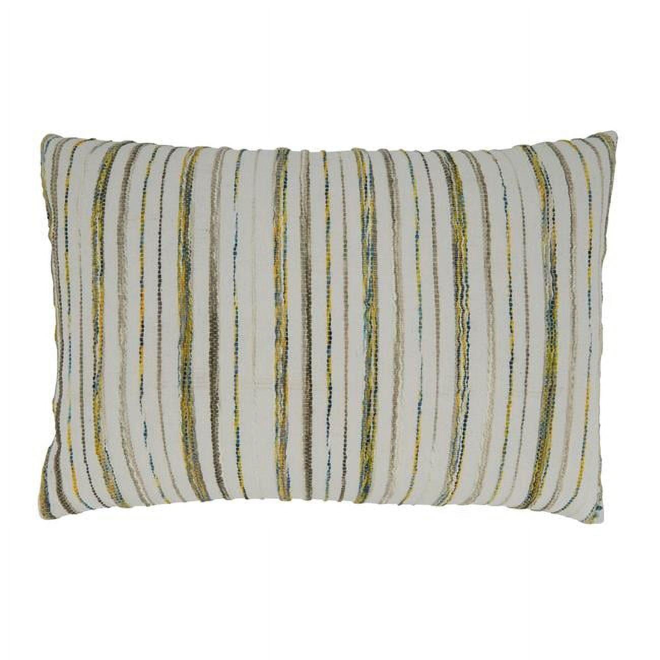 Modern Rectangular Multi Striped Cotton Blend Throw Pillow