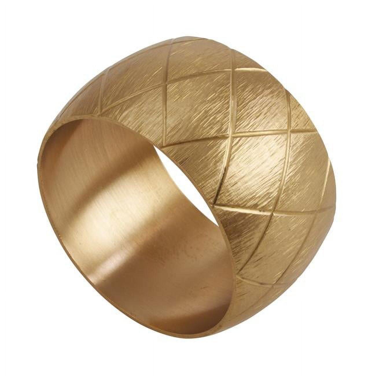 Gold Harlequin Design Brass Napkin Rings, Set of 4