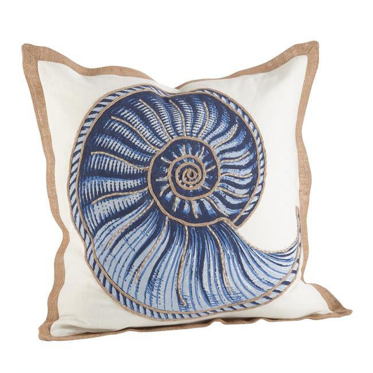 Skyline Furniture 20"x20" Oversize Spiral Shell Printed Cotton Square Throw Pillow Navy : 20x20 Inch Polyester, Machine Washable Cloth Napkins