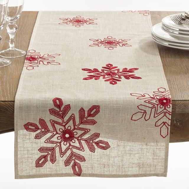 SARO Lifestyle 16" X 70" Snowflake Runner Silver