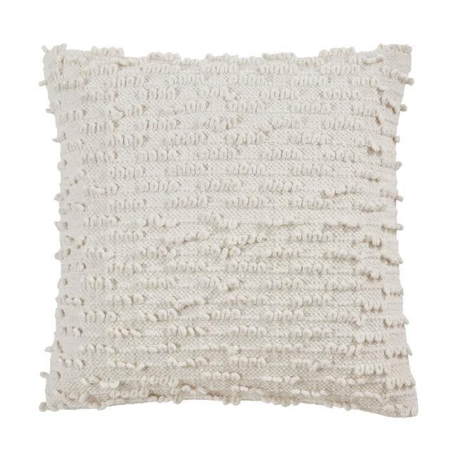 Saro Lifestyle Down-Filled Nubby Design Throw Pillow, Ivory, 20" x 20"