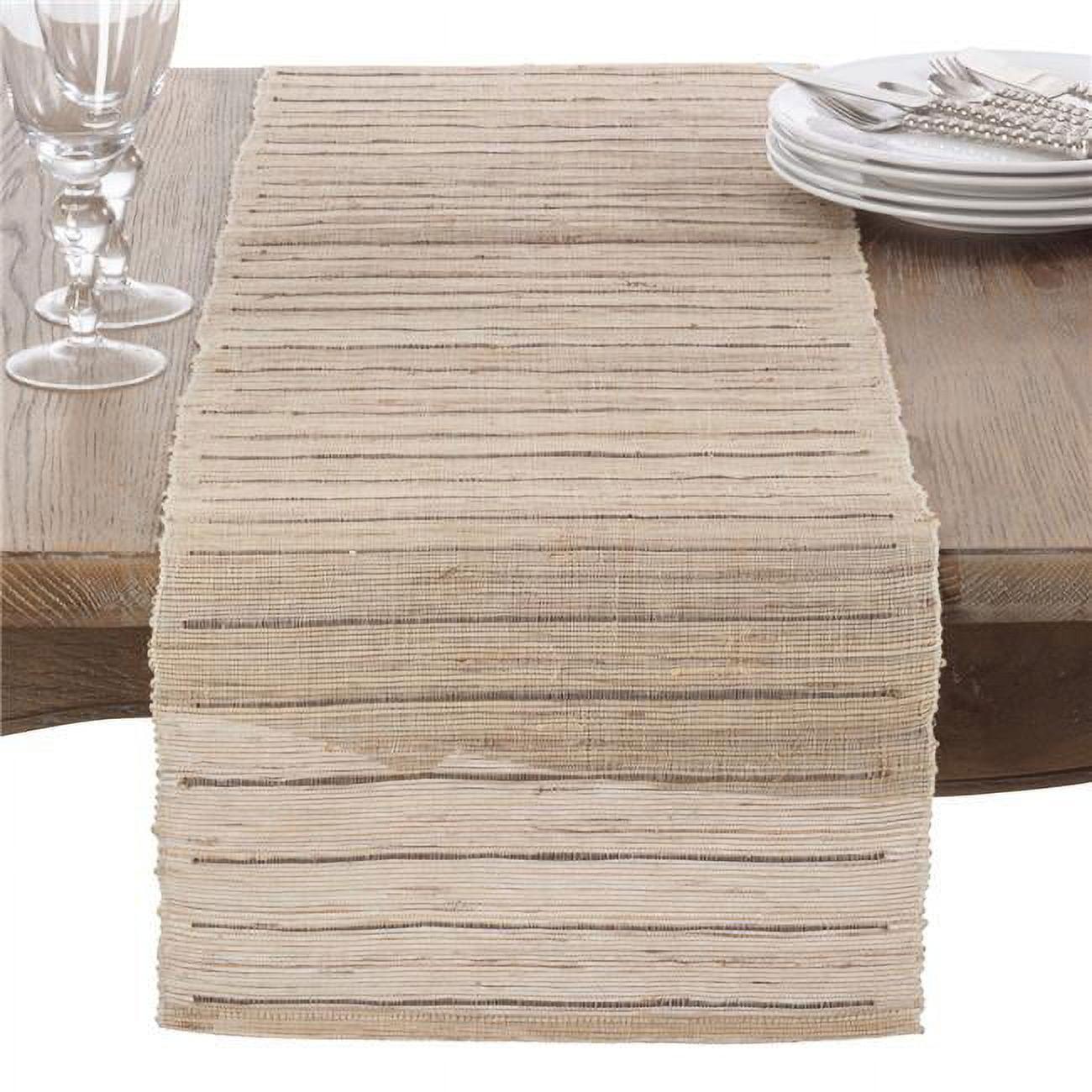 Natural Linen Striped Woven Table Runner, 12x15