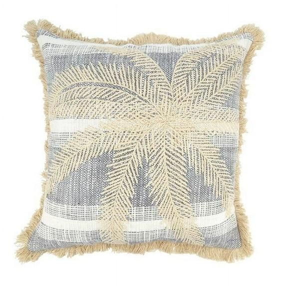 Saro Lifestyle Palm Breeze Embroidered Throw Pillow Cover, Gray, 18"x18"