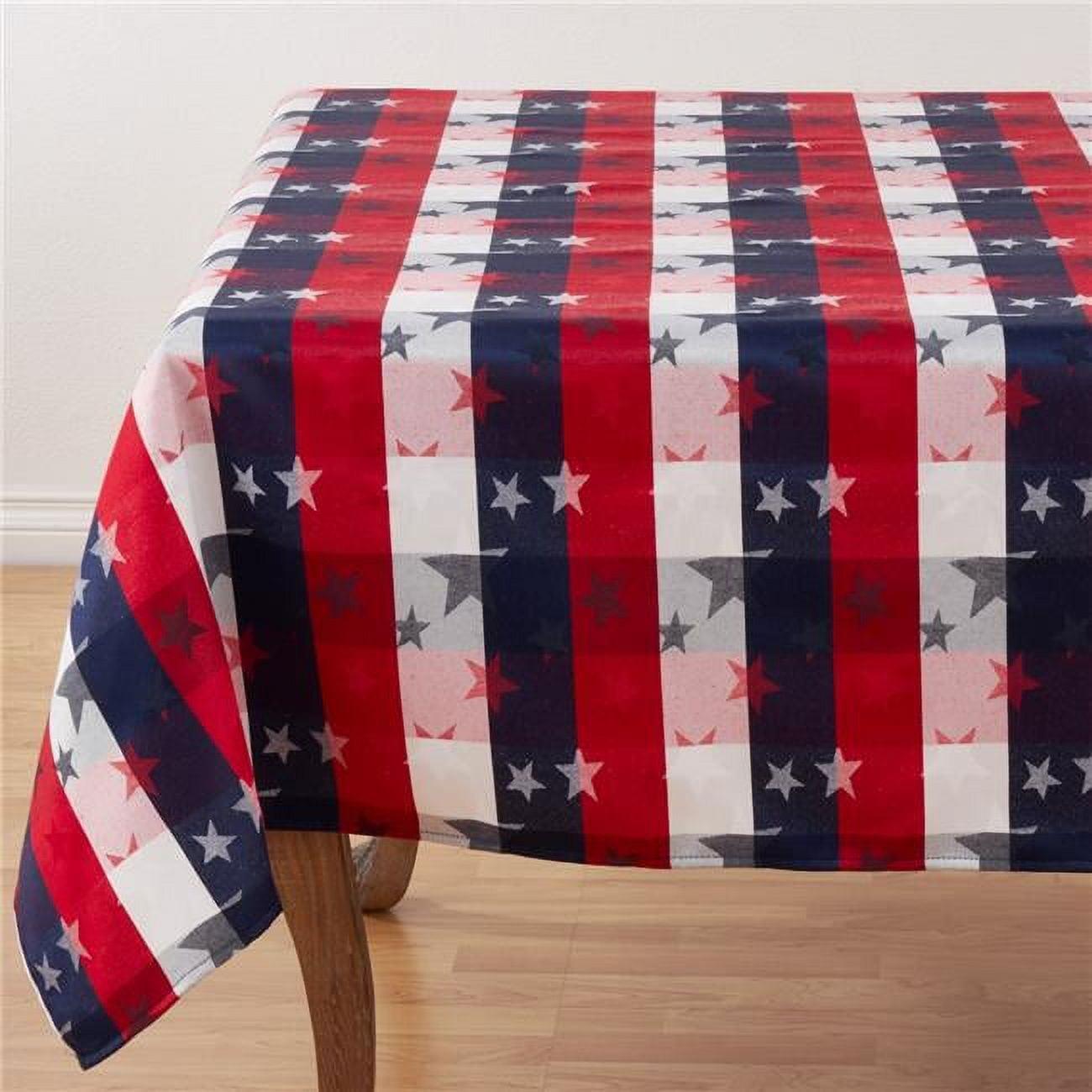 Saro Lifestyle Patriotic Plaid & Star Design Table Tablecloth