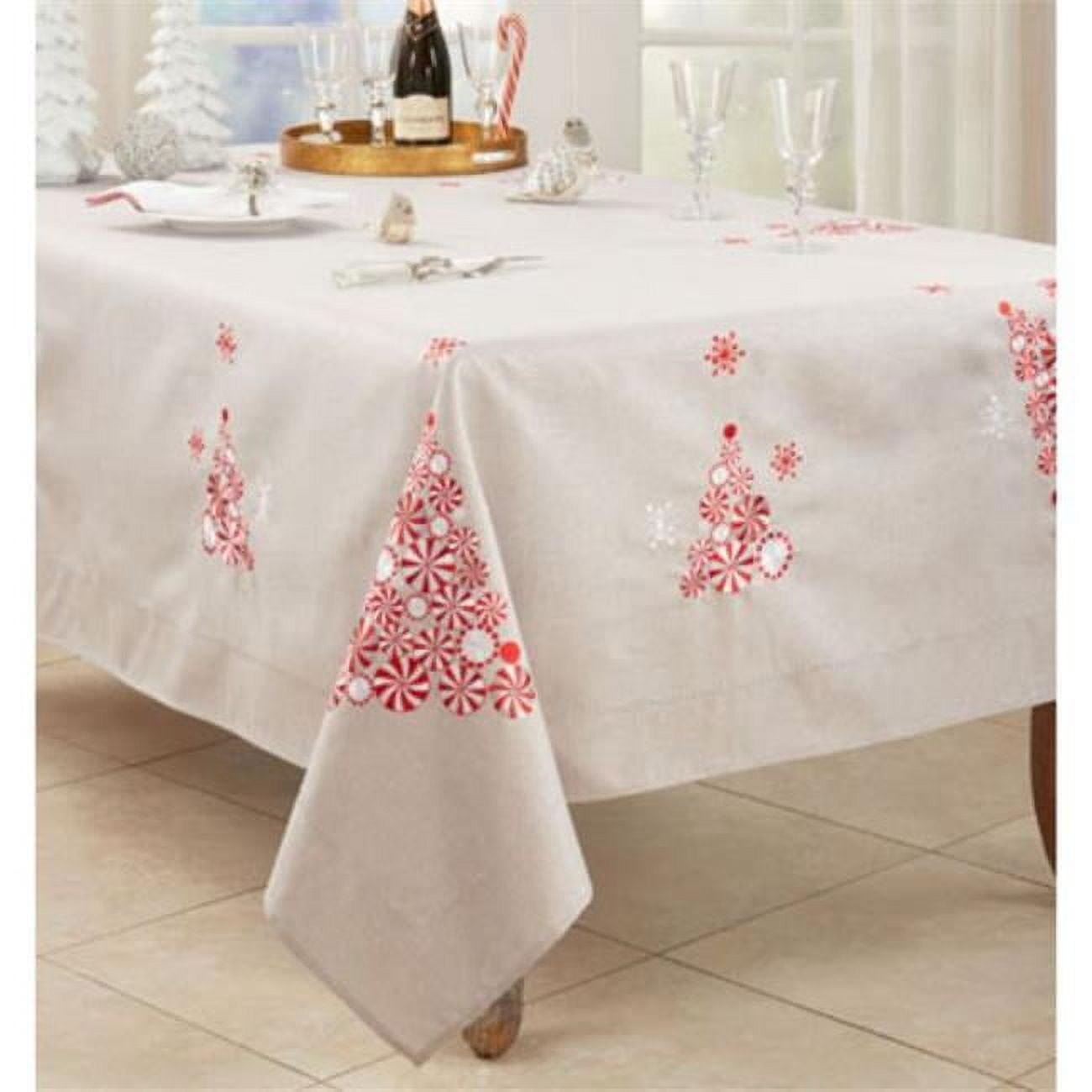 Peppermint Christmas Tree Design Fabric Holiday Tablecloth