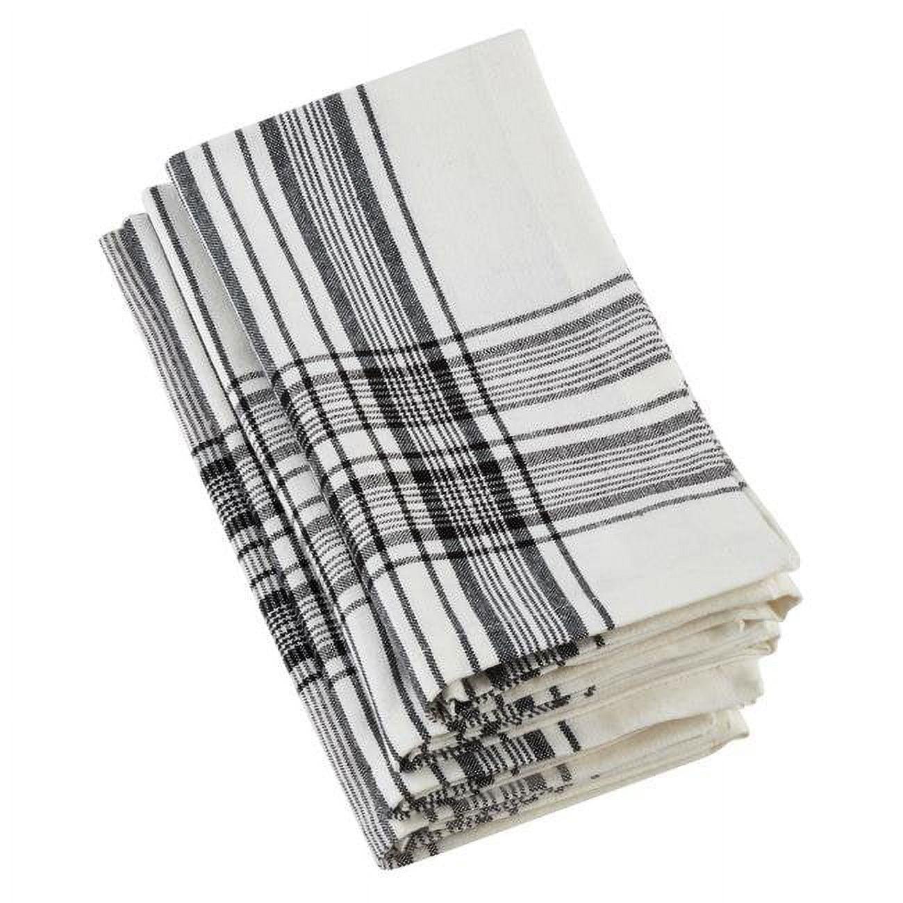 Black and White Cotton Plaid Table Napkins, Set of 4