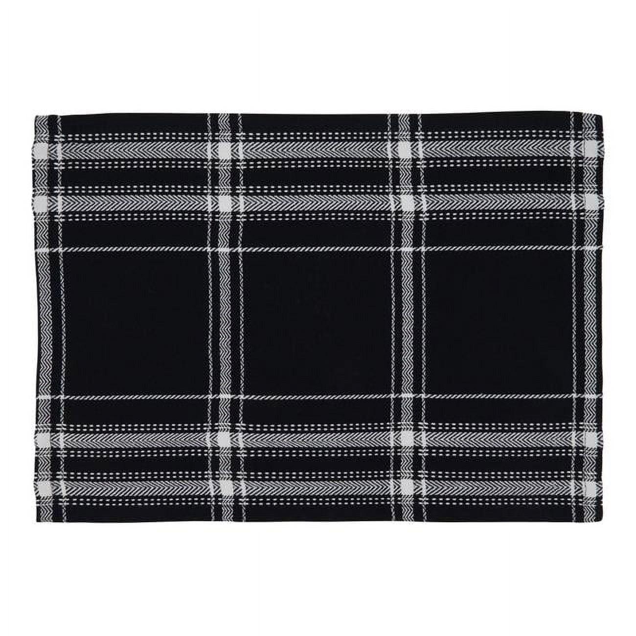 Black and White Cotton Plaid Rectangle Placemats, Set of 4