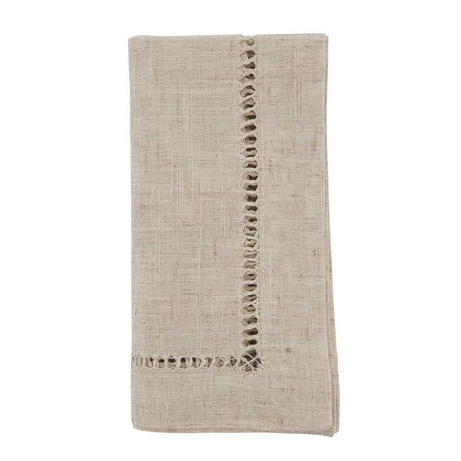 Saro Lifestyle Poly Linen Blend Table Napkins With Hemstitch Border