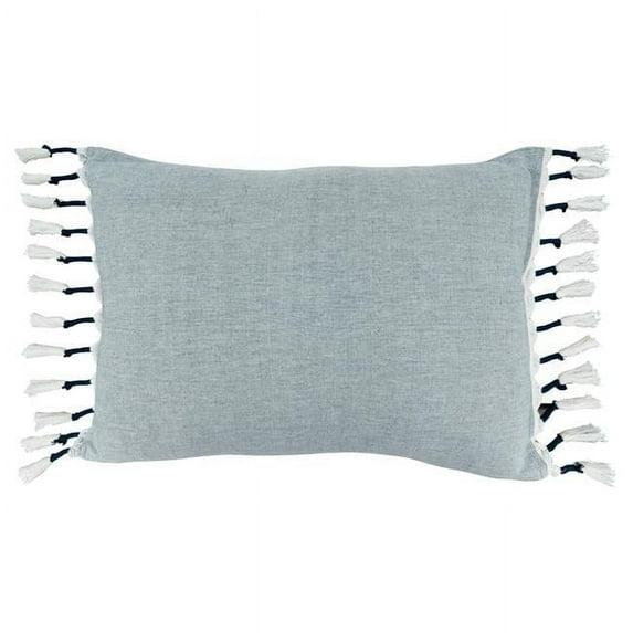 Saro Ocean Spray Design Tassels Cotton Reversible Throw Pillow