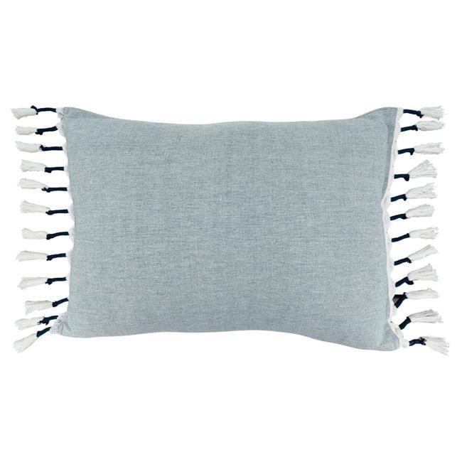 Saro Ocean Spray Design Tassels Cotton Reversible Throw Pillow