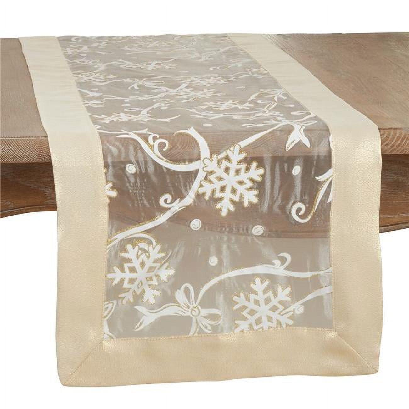 Runner_Snowflake And Ribbon Design Printed Table Runner