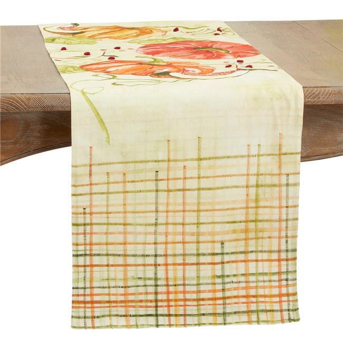 Pumpkin Design Cotton Blend Fall Table Runner