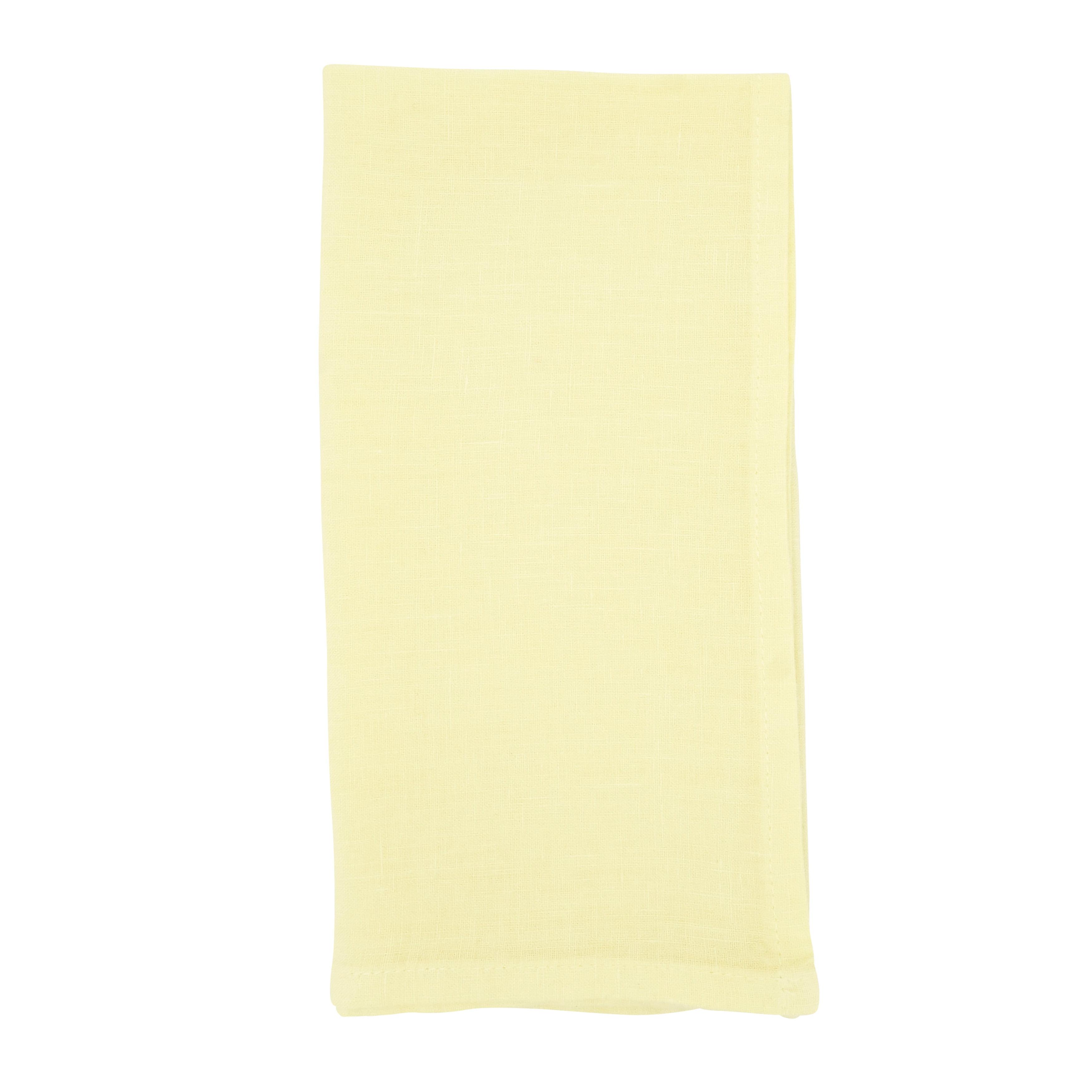 Saro Lifestyle Classic Pure 100% Linen Table Napkin (Set of 4), 20", Yellow