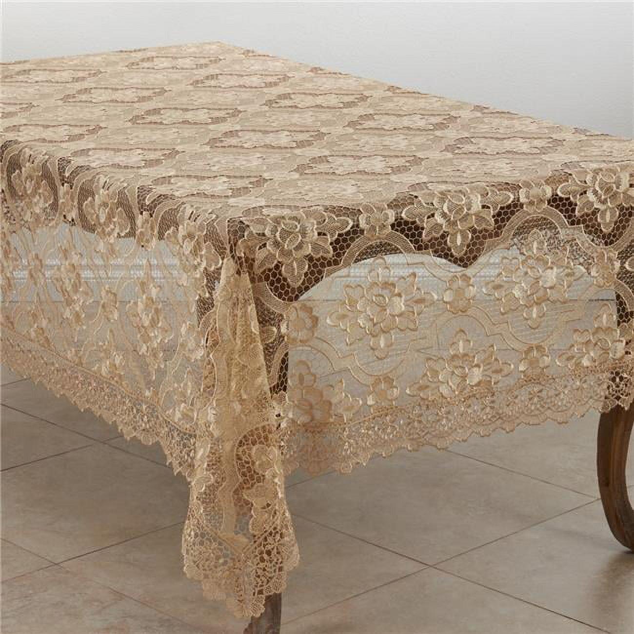 Ecru Quatrefoil Lace 67" x 120" Tablecloth