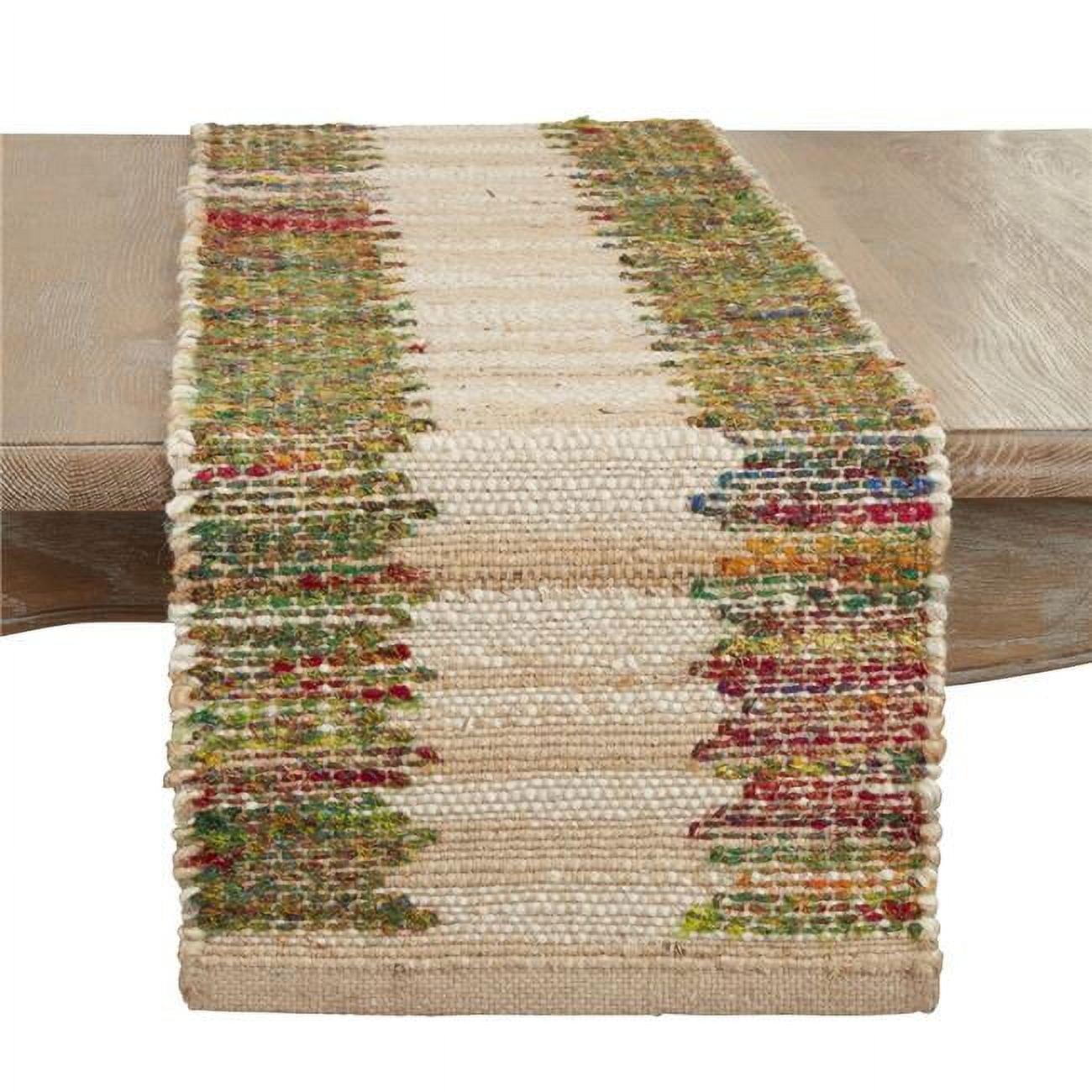 Saro Lifestyle Rainbow Rhythm Banded Table Runner, Multicolored, 14"x72"