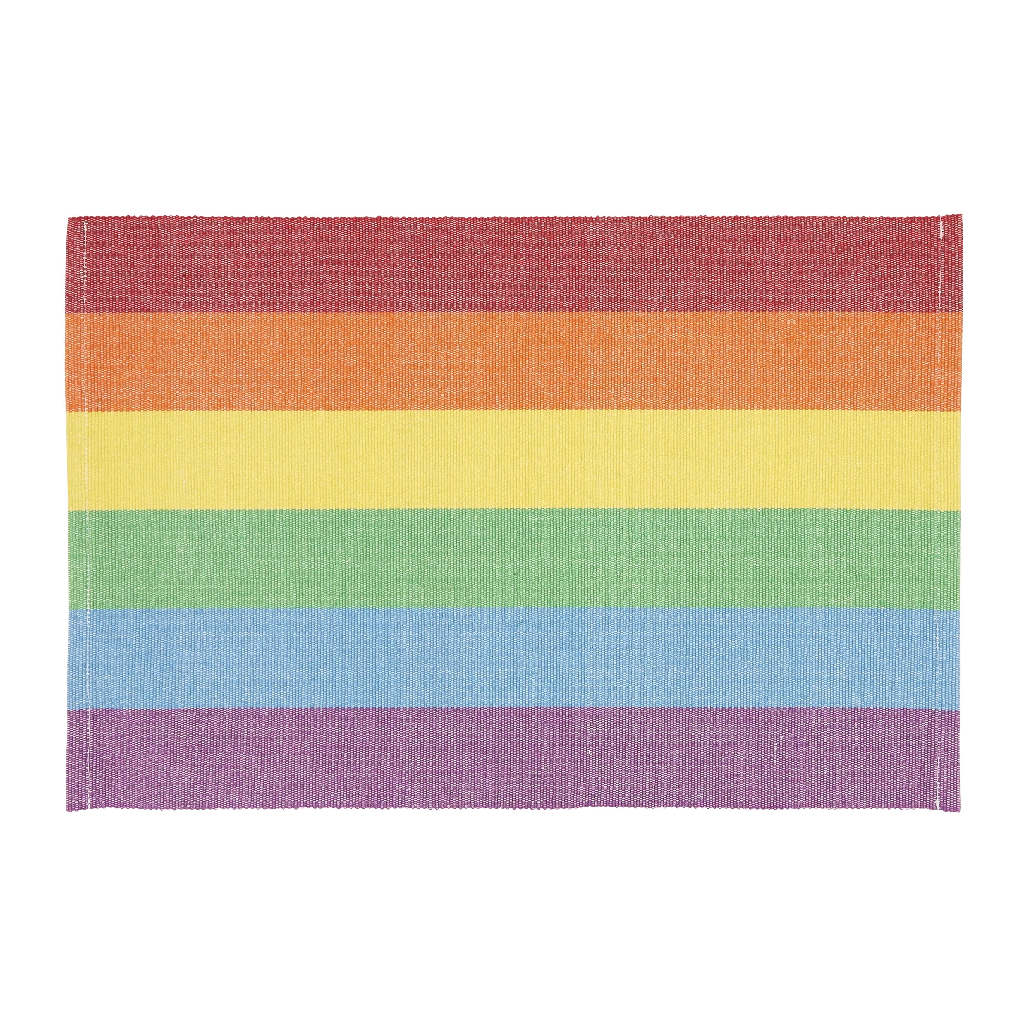 Saro Lifestyle Rainbow Stripe Delight Placemat (Set of 4), Multicolored, 13"x20"