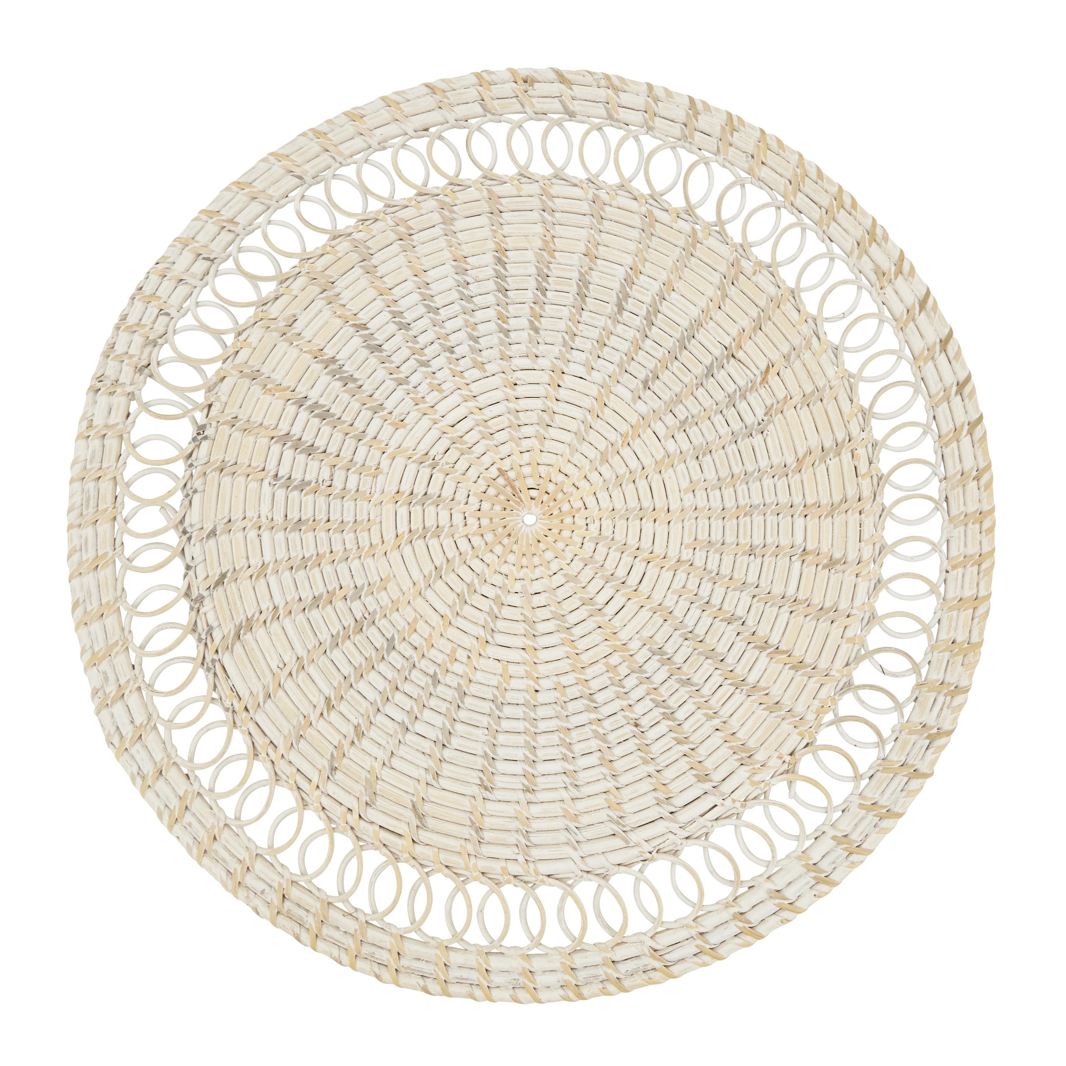 Saro Lifestyle Rattan Loopy Spiral Placemat (Set of 4), Beige, 15"x15"