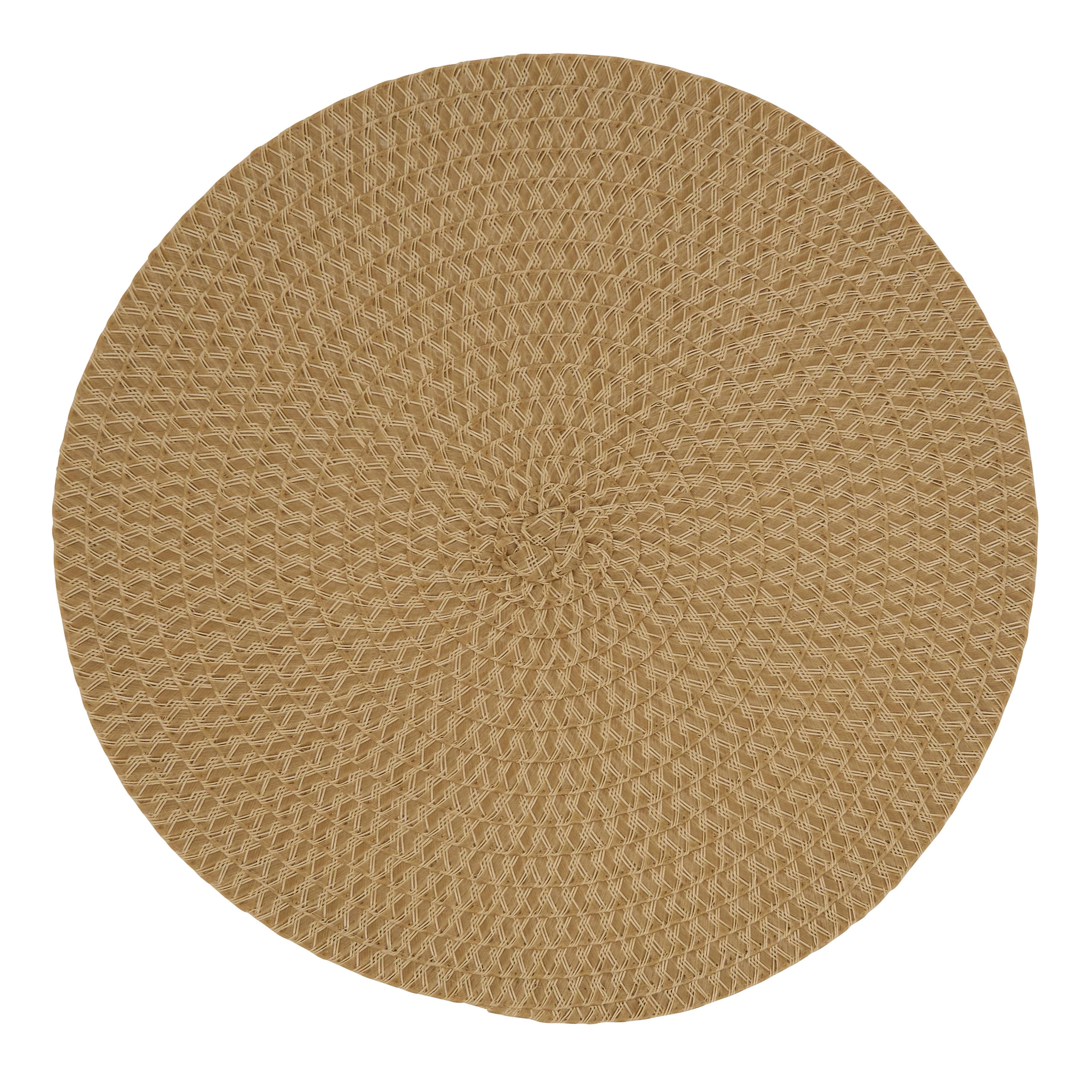 Natural Round Woven Fabric Table Mats Set of 4