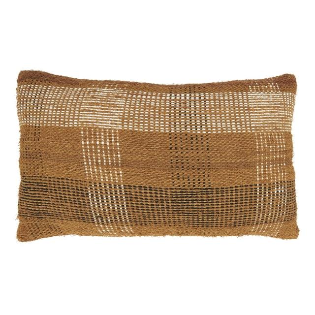 Saro Neela Collection Plaid Cotton Blend Pillow Cover