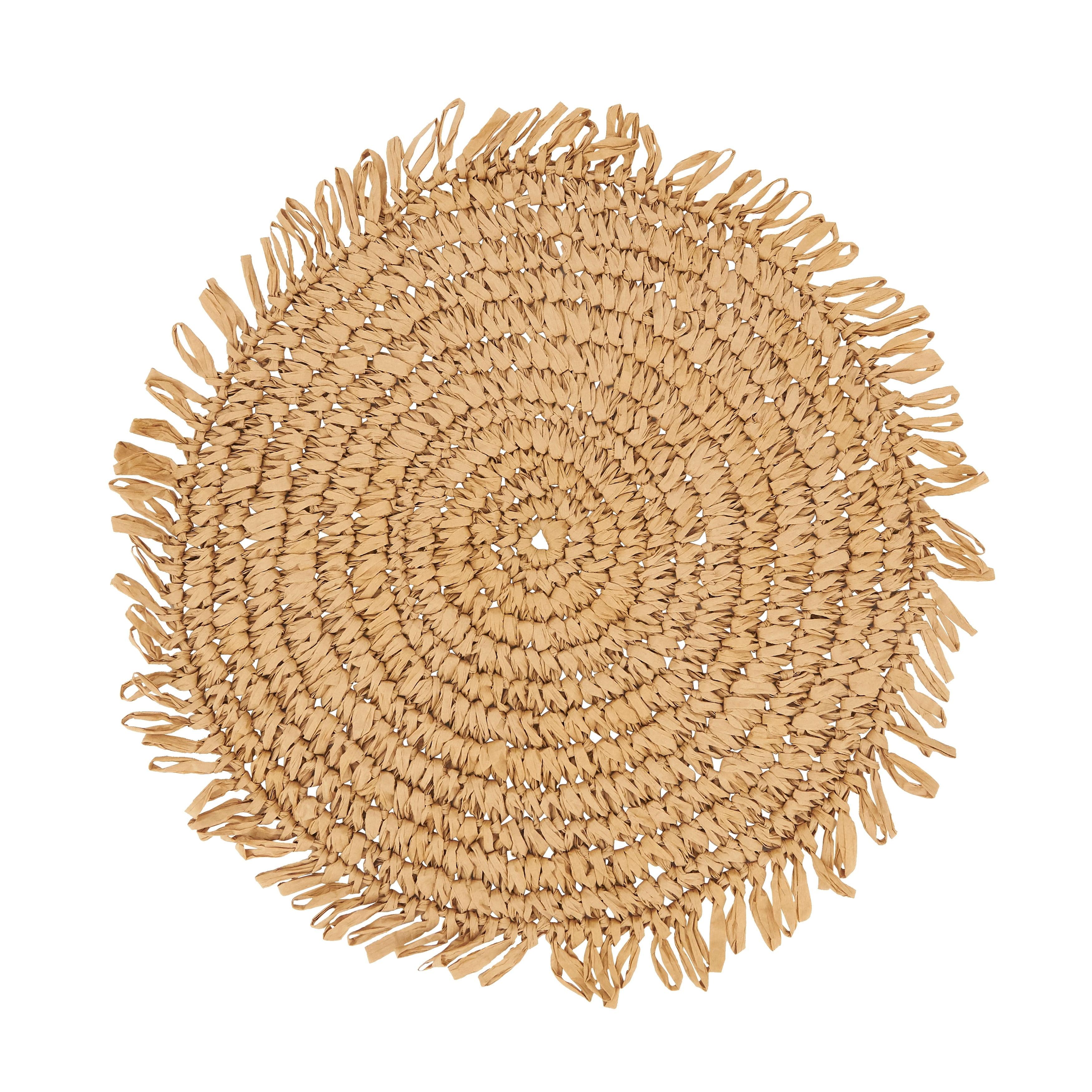 Kiri Collection 100% Paper Raffia No Pattern Round Placemat