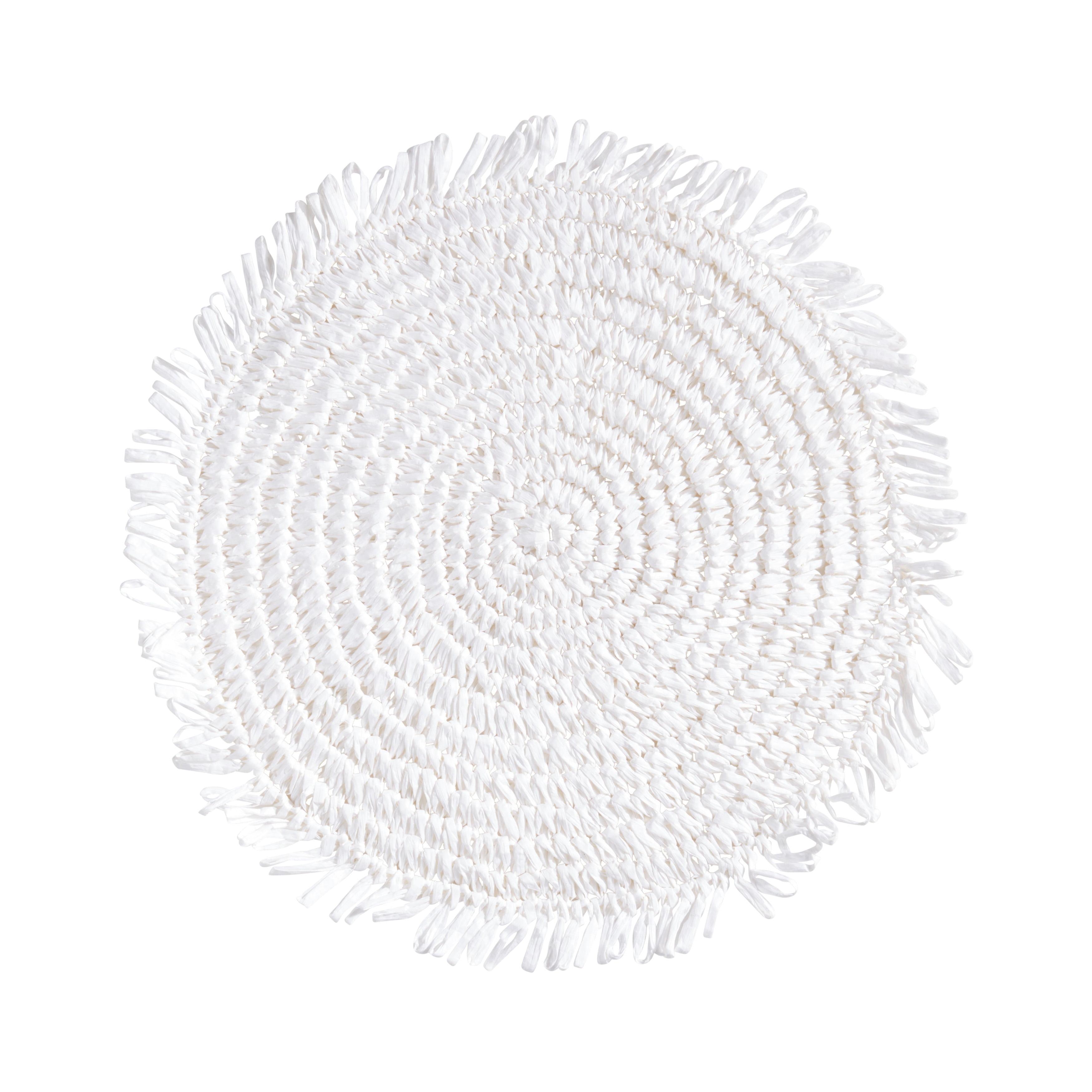 Kiri Collection 100% Paper Raffia No Pattern Round Placemat (Set of 4)
