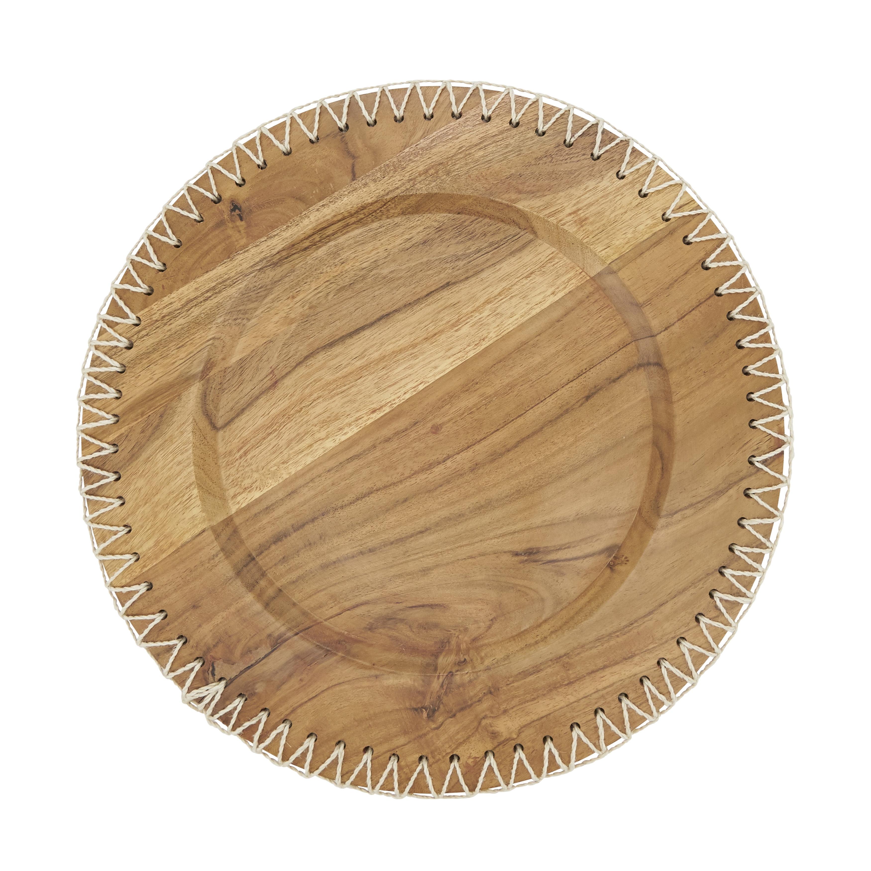 Sousplat Collection Acacia Wood - Jute No Pattern Charger (Set of 4)