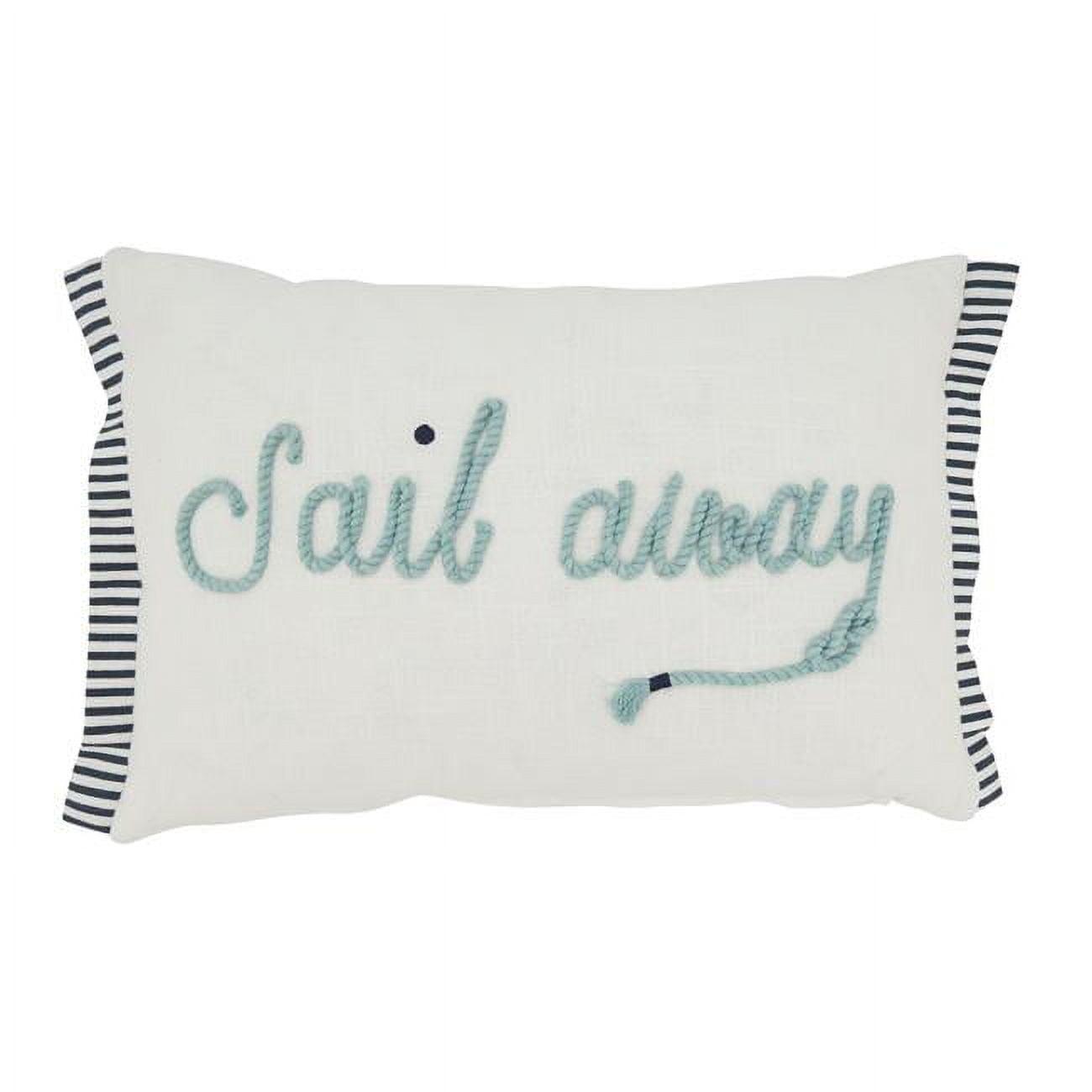 Nautical Off-White Cotton Down Throw Pillow, 12"x18"