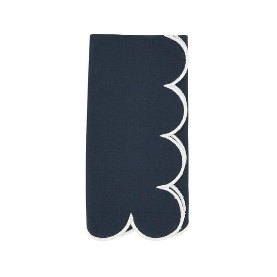 Saro Lifestyle Scalloped Hem Napkin (Set of 4), Blue, 20"x20"