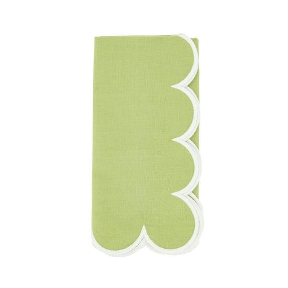 Saro Lifestyle Scalloped Hem Napkin (Set of 4), Green, 20"x20"