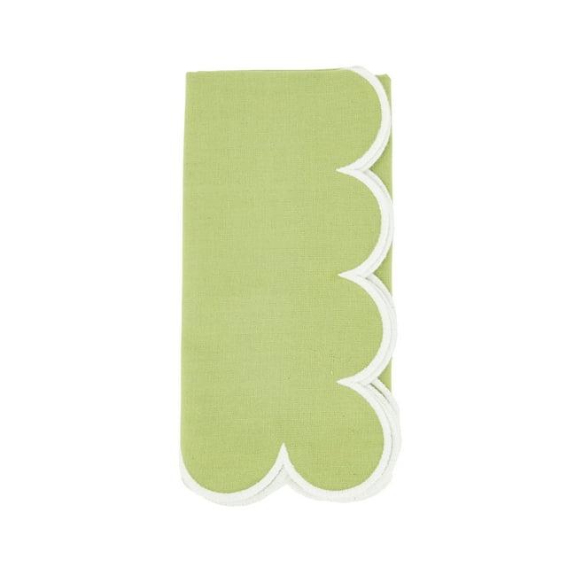 Saro Lifestyle Scalloped Hem Napkin (Set of 4), Green, 20"x20"