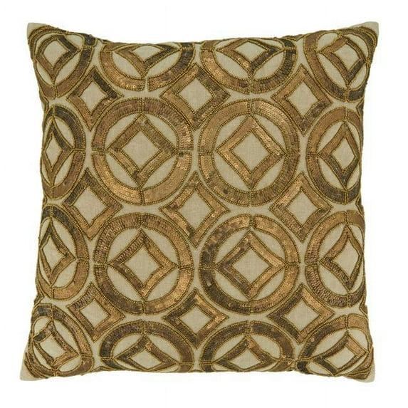 Saro Adelaide Design Sequined Cotton Throw Pillow