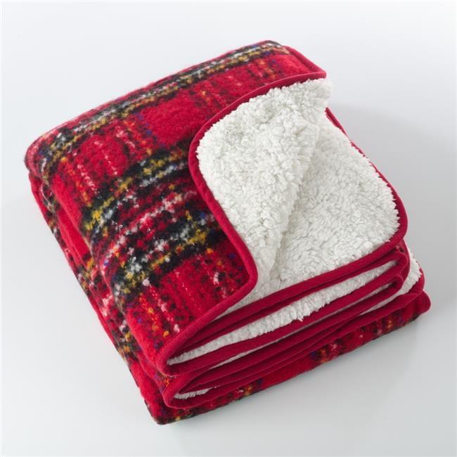 50"x60" Sevan Faux Mohair Design Throw Blanket Red - Saro Lifestyle: Cozy Plaid Acrylic, Machine Washable