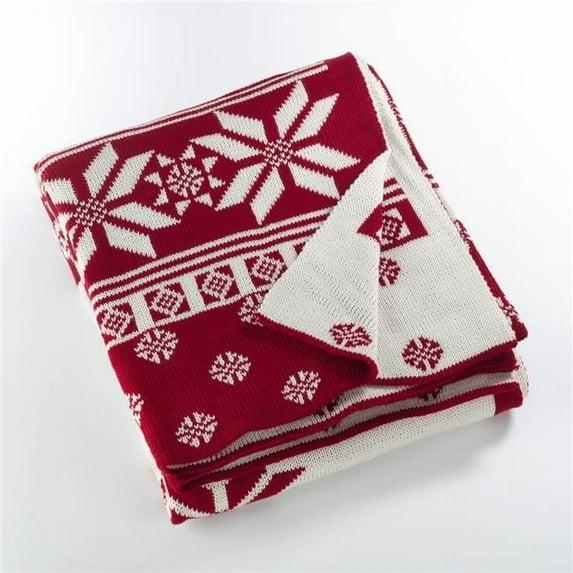 50"x60" Knitted Christmas Design Throw Blanket Red - Saro Lifestyle