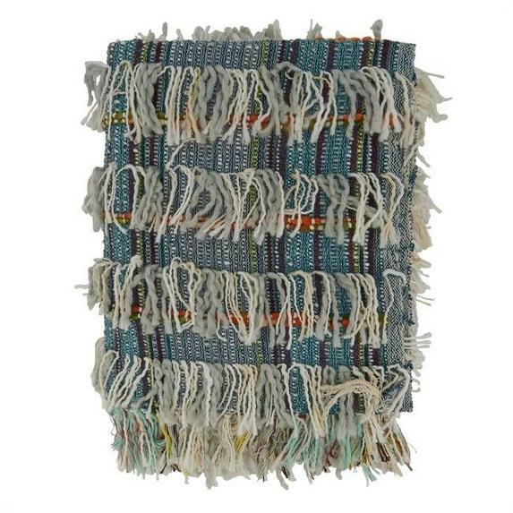 Saro Lifestyle Shaggy Striped Cotton Throw Blanket