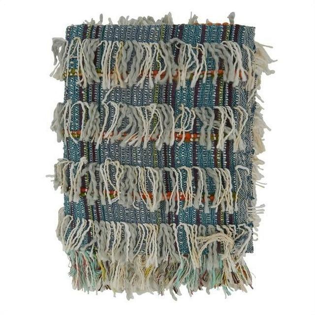 Saro Lifestyle Shaggy Striped Cotton Throw Blanket