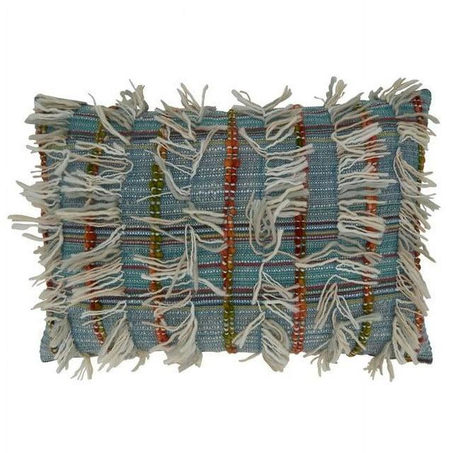 Saro Lifestyle Shaggy Striped Throw Pillow With Down Filling, Multi, 16" x 24"
