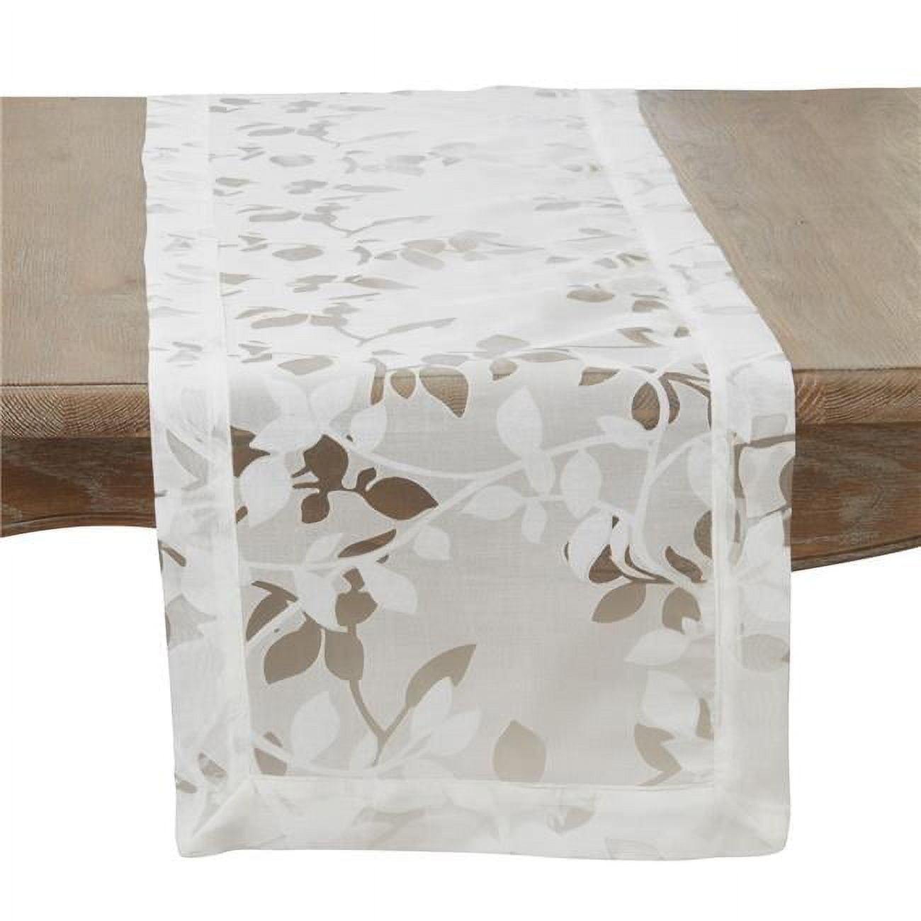 White Floral Polyester Sheer Table Runner, 16" x 72"