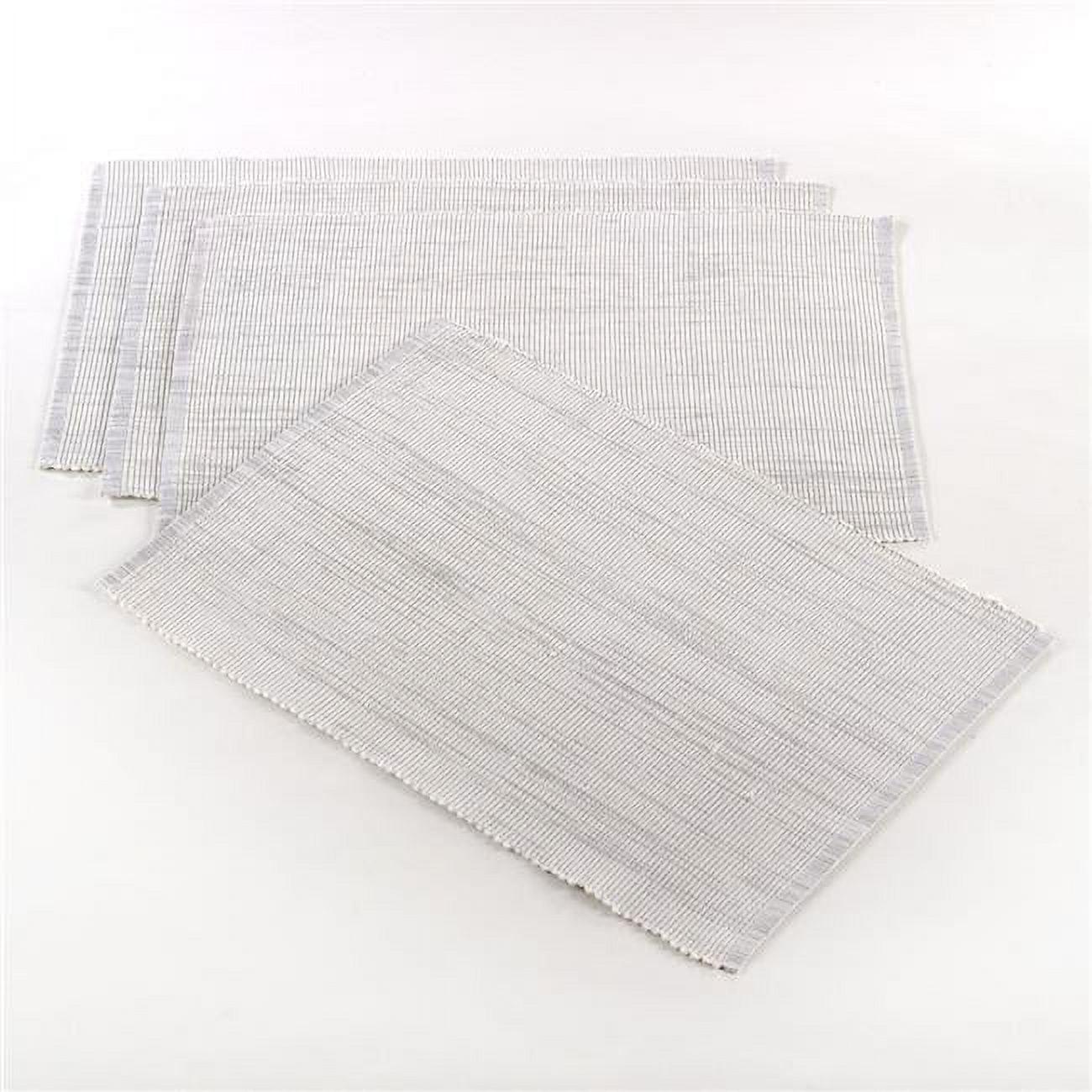 White Shimmering Ribbed Cotton Placemats, Set of 4, 13"x19"