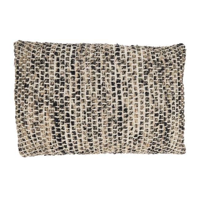 Beige and Black Woven Cotton Pillow Cover