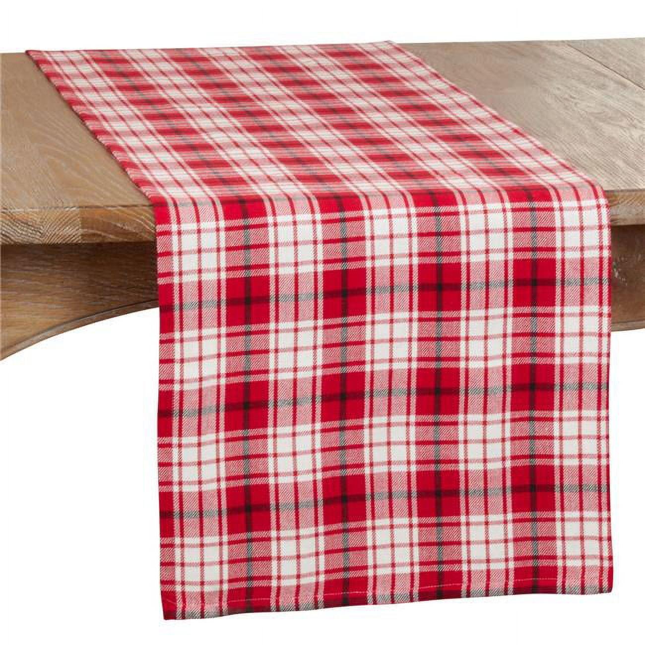 Saro Lifestyle Saro Lifestyle Dining Table Runner With Small Plaid Design, Red, 16"x72"