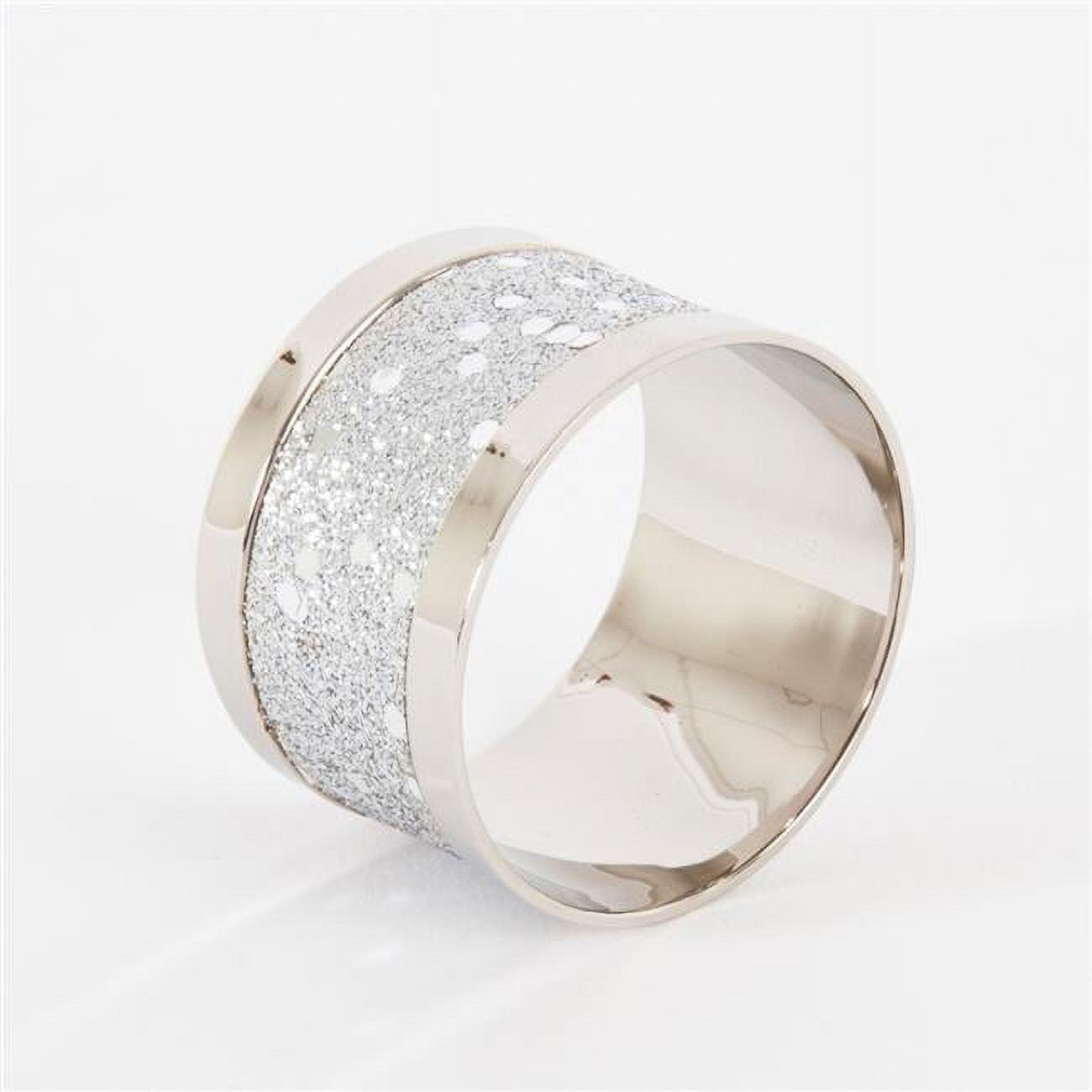 Silver Glitter Round Napkin Rings Set of Four