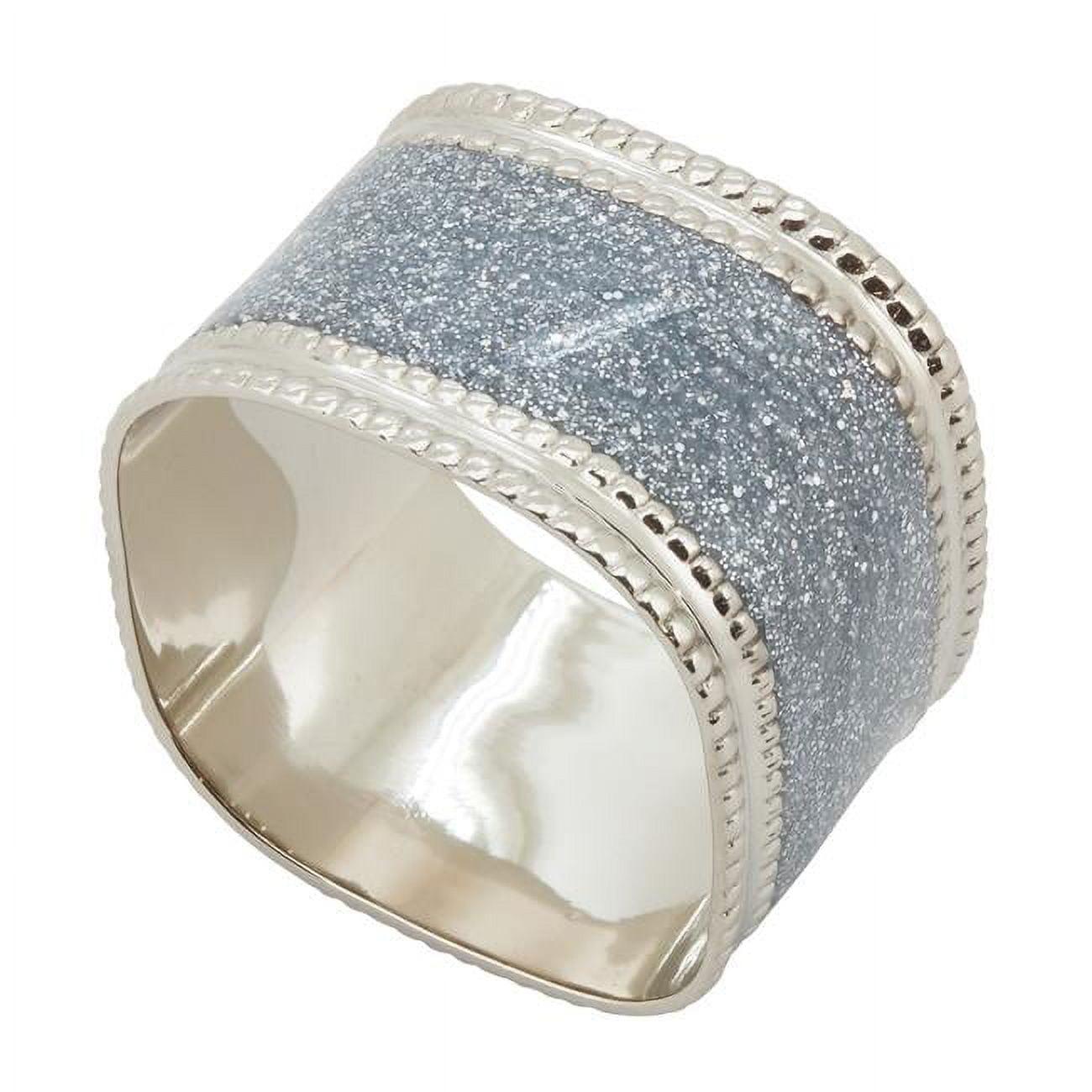 Silver Sparkling Square Napkin Rings Set of 4