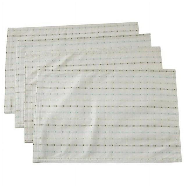 Saro Lifestyle Stitched Line Design Placemats, White, (Set of 4 pcs)