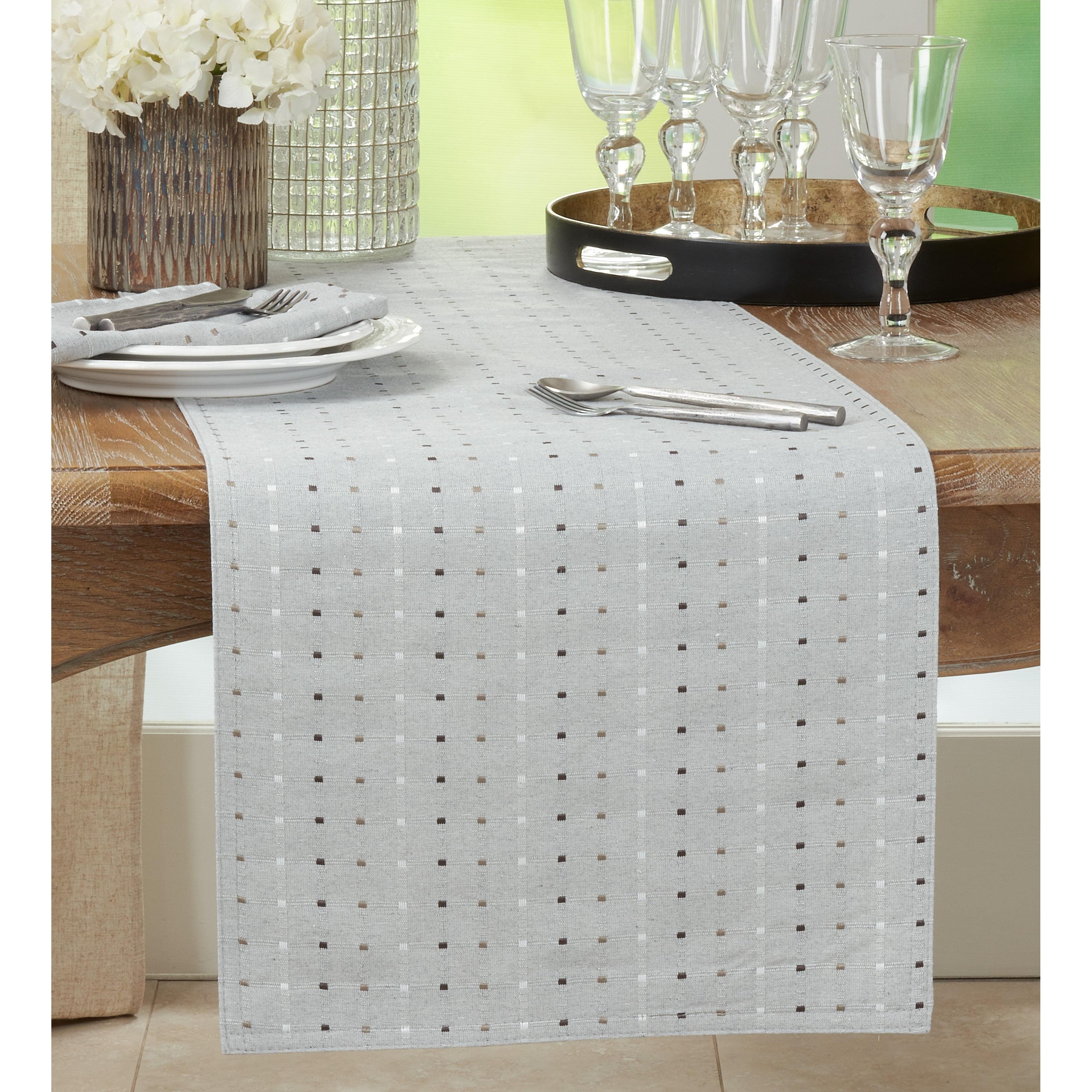 Saro Lifestyle Table Runner With Stitched Line Design, Grey, 16" x 54"